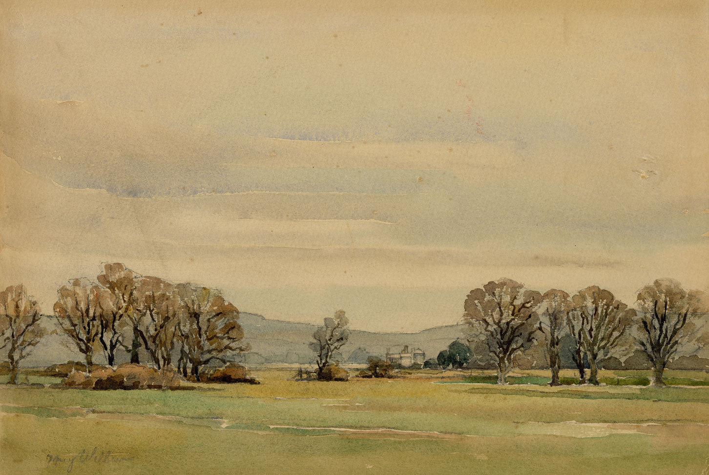 Mary Williams RWA, River Exe near Powderham, Devon – 1935 watercolour painting
