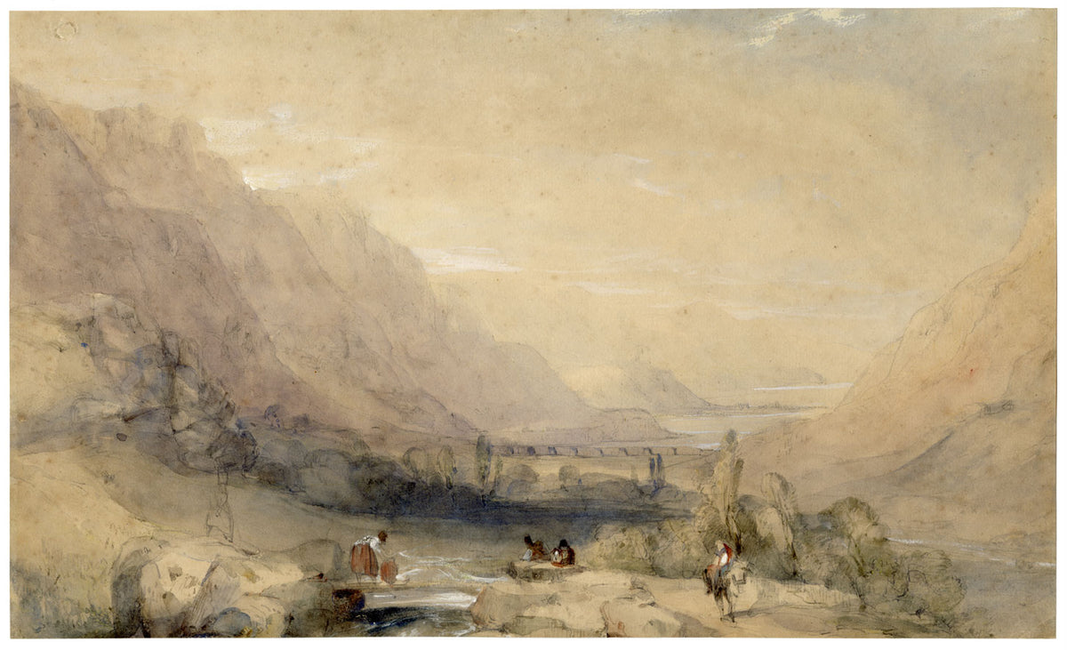 James Baker Pyne RBA, Vale of Llanberis, North Wales –c.1840s watercolour painting
