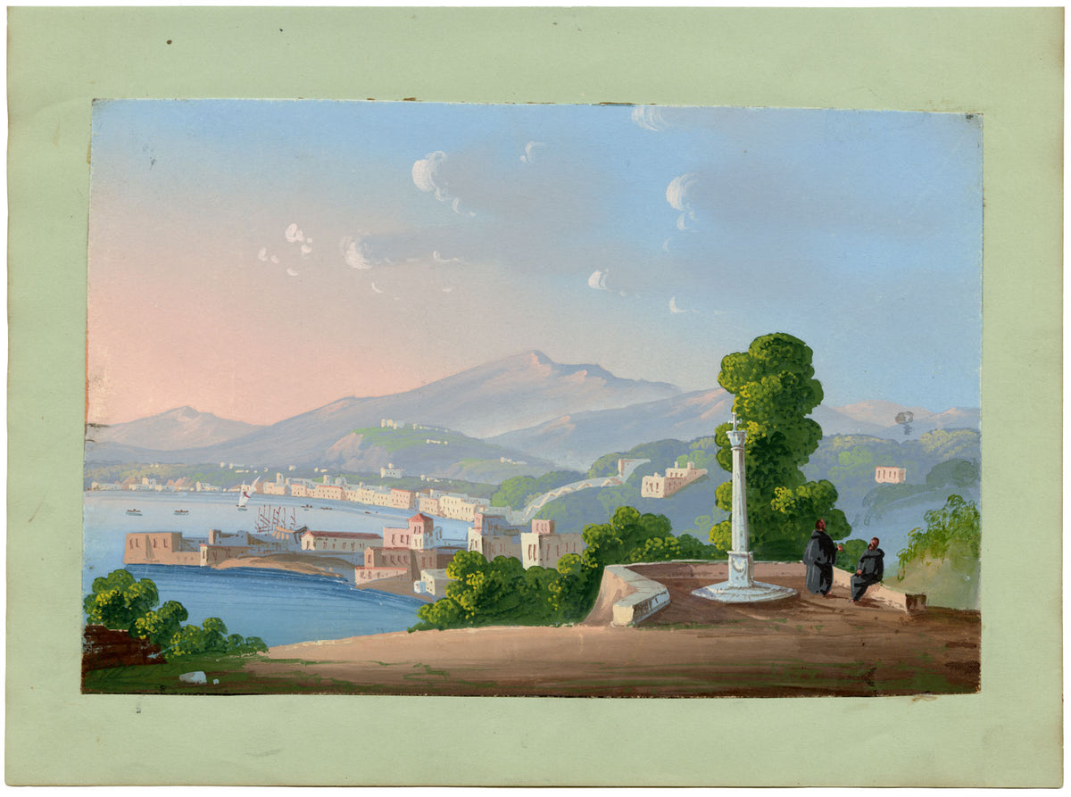 Neapolitan School, Castellamare, Bay of Naples – 19th-century gouache painting