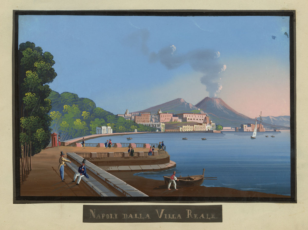 Neapolitan School, Naples from Villa Reale – mid-19th-century gouache painting