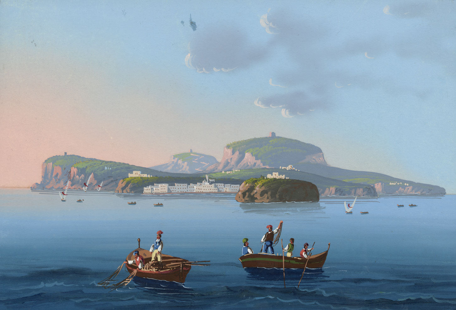Neapolitan School, Capri, Bay of Naples – mid-19th-century gouache painting