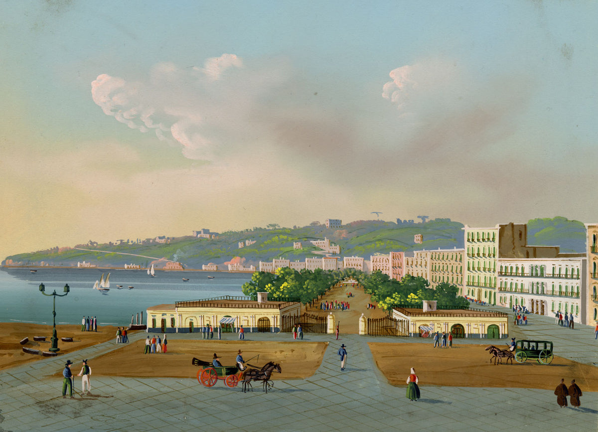 Neapolitan School, Villa Reale di Chiaia, Naples – 19th-century gouache painting