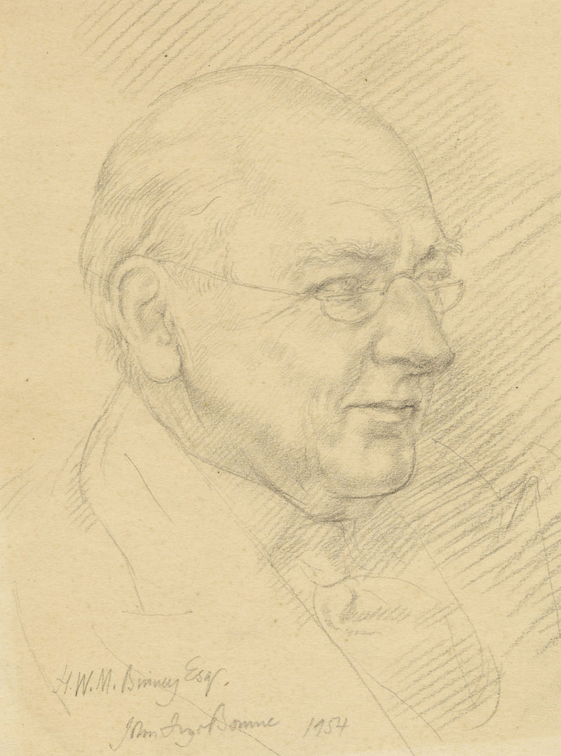 John Frye Bourne, Portrait of H.W.M. Binney Esq – Original 1954 graphite drawing