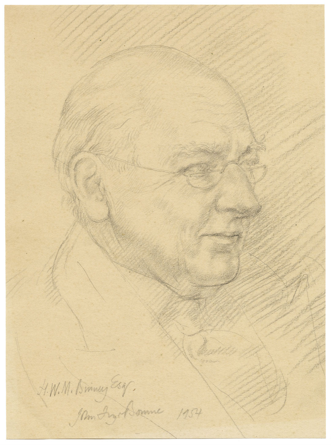 John Frye Bourne, Ritratto di HWM Binney Esq – Disegno originale a grafite del 1954