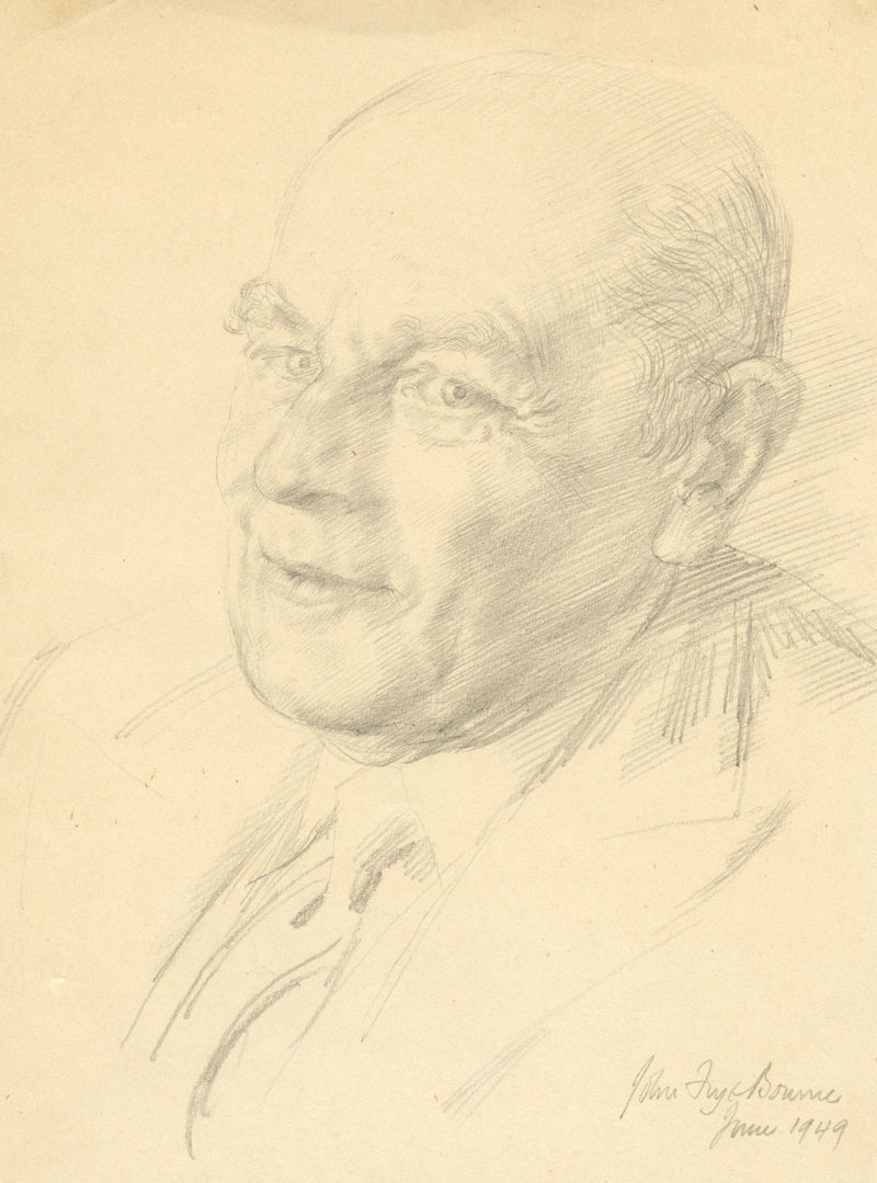 John Frye Bourne, Portrait of H.W.M. Binney Esq – Original 1949 graphite drawing