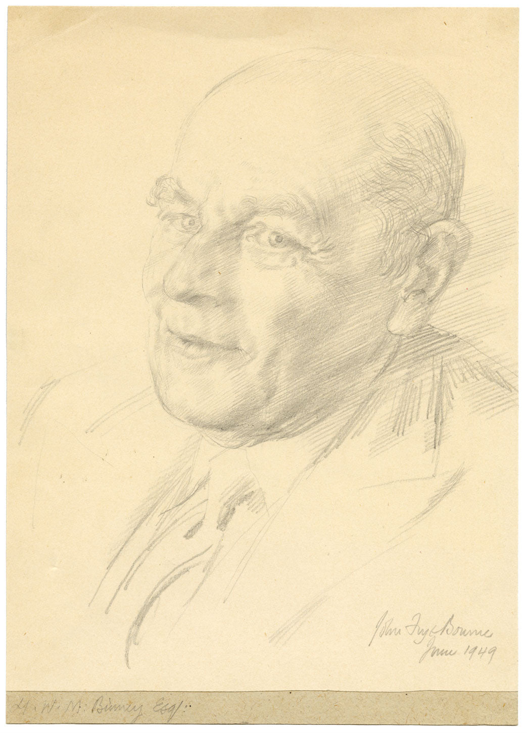 John Frye Bourne, Ritratto di HWM Binney Esq – Disegno originale a grafite del 1949