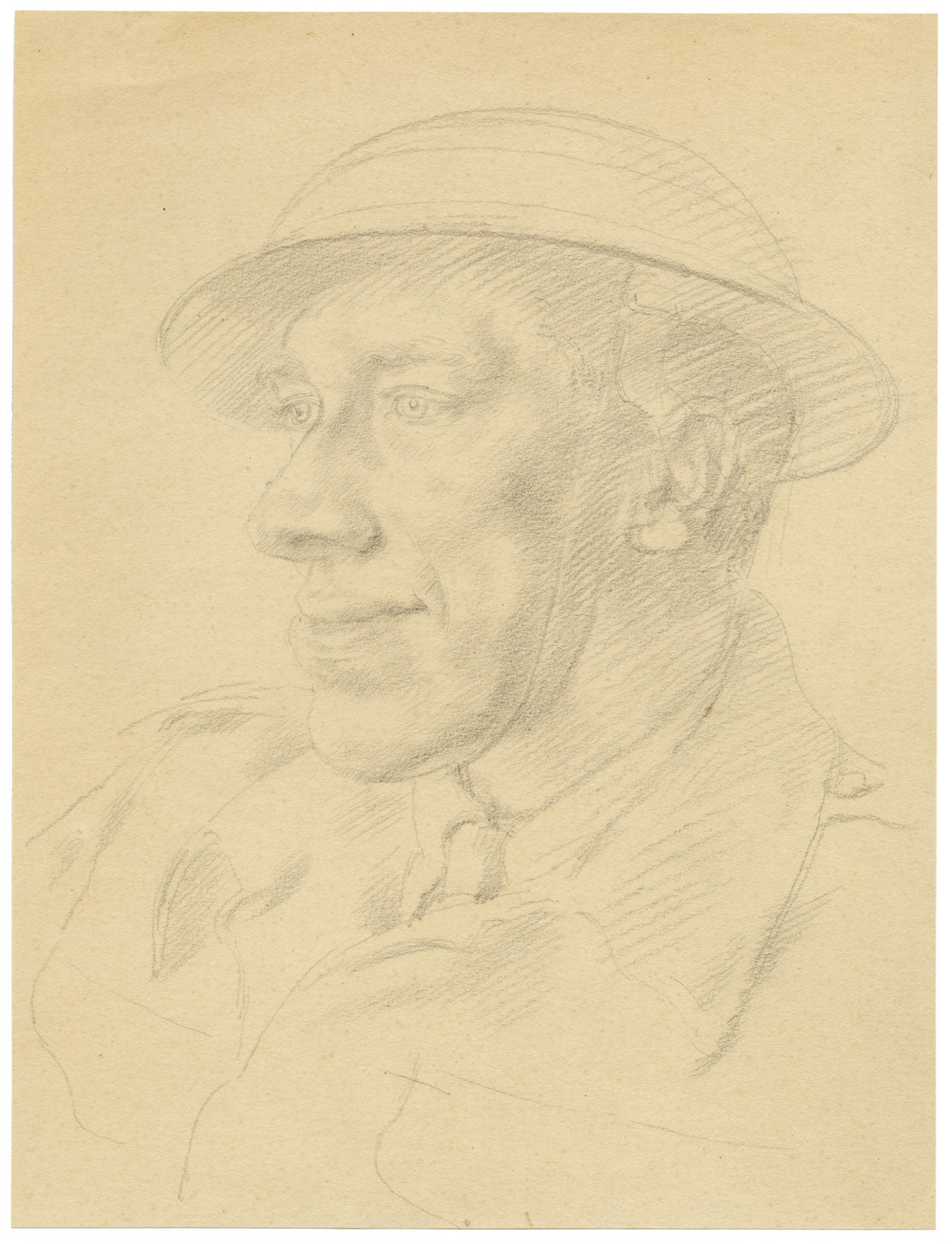 John Frye Bourne, Ritratto di un addetto alla protezione civile – disegno a grafite del 1954