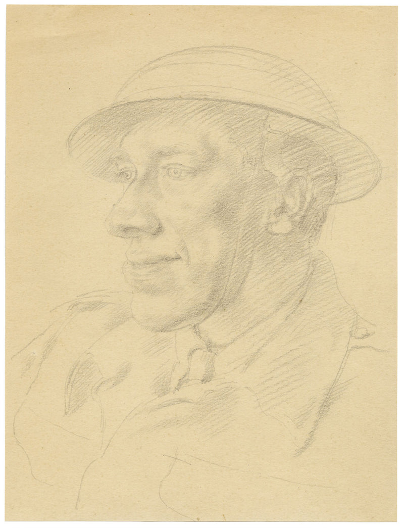 John Frye Bourne, Ritratto di un addetto alla protezione civile – disegno a grafite del 1954