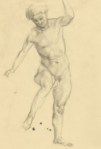 John Frye Bourne, Male Nude Life Study – Original 1930s graphite drawing