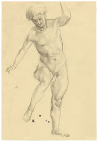 John Frye Bourne, studio di nudo maschile dal vero – disegno originale a grafite degli anni '30