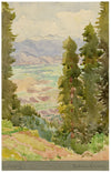 Andrea Lucey, Gulmarg View, Kashmir, India – c.1909 watercolour painting