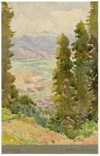 Andrea Lucey, Gulmarg View, Kashmir, India – c.1909 watercolour painting