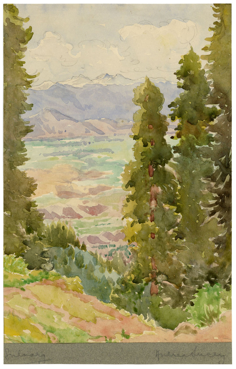 Andrea Lucey, Gulmarg View, Kashmir, India – c.1909 watercolour painting