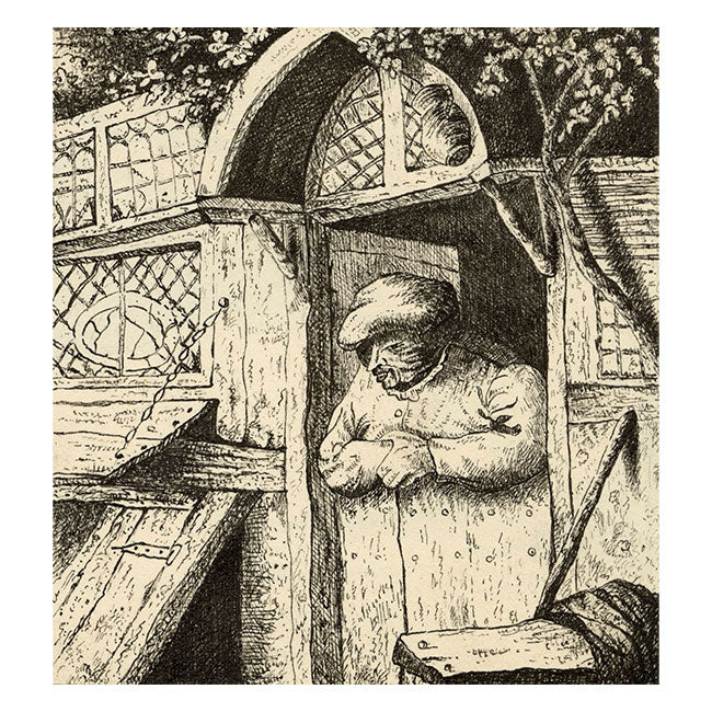 Charlotte Massie, Peasant Leaning on Door after Adriaen van Ostade –1834 drawing