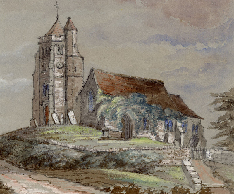All Saints Church, Birling, Kent – mid-19th-century watercolour painting