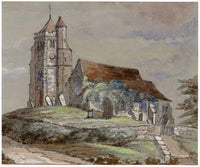 All Saints Church, Birling, Kent – mid-19th-century watercolour painting