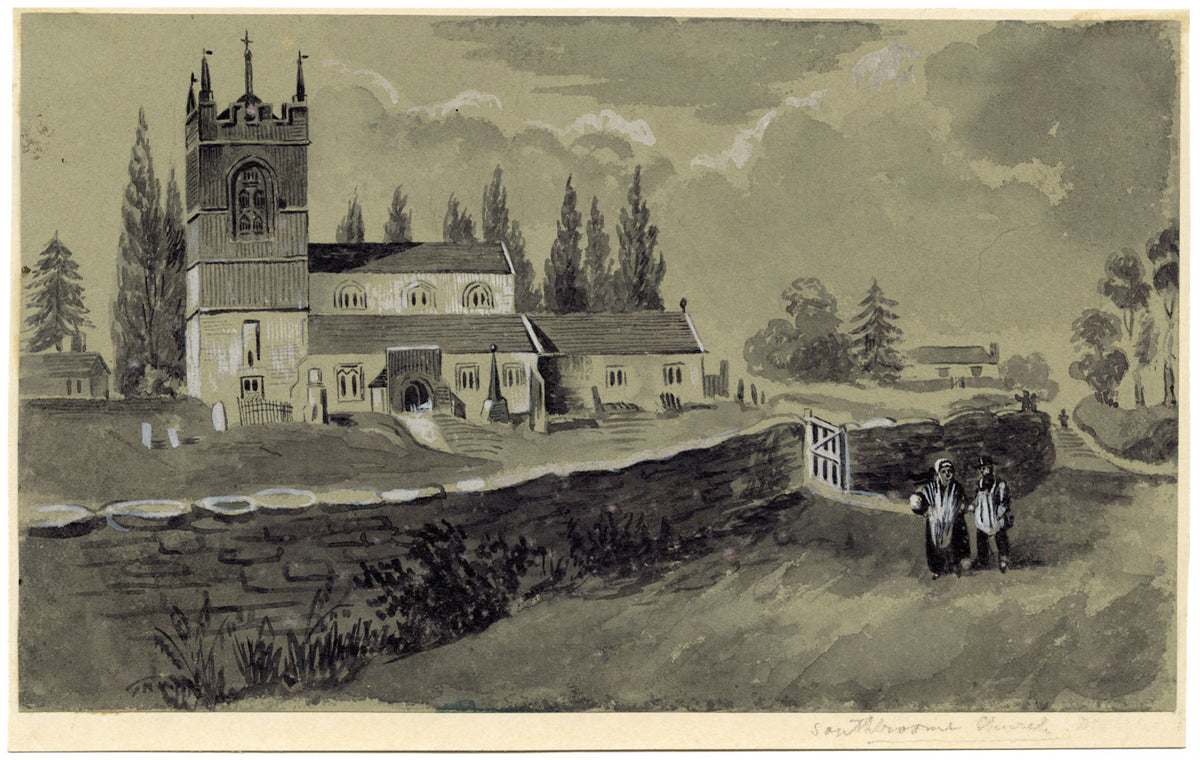 Chiesa di Southbroom, Devizes, Wiltshire – acquerello di inizio XIX secolo
