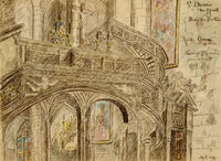 W. Pendavis, Saint-Etienne du Mont Rood Screen, Paris –1894 watercolour painting