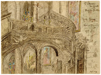 W. Pendavis, Saint-Etienne du Mont Rood Screen, Paris –1894 watercolour painting