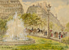 W. Pendavis, Fountain on the Champs-Elysées, Paris – 1894 watercolour painting