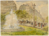 W. Pendavis, Fountain on the Champs-Elysées, Paris – 1894 watercolour painting