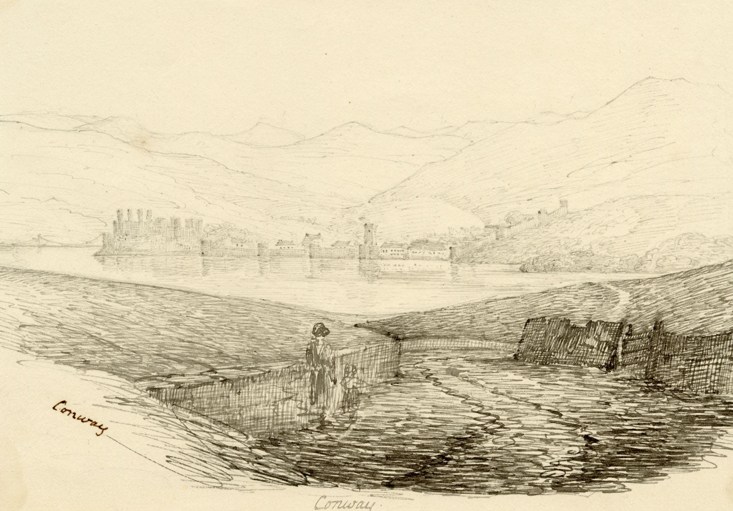 Charlotte Price, Conwy, North Wales – Original 1840s pen & ink drawing