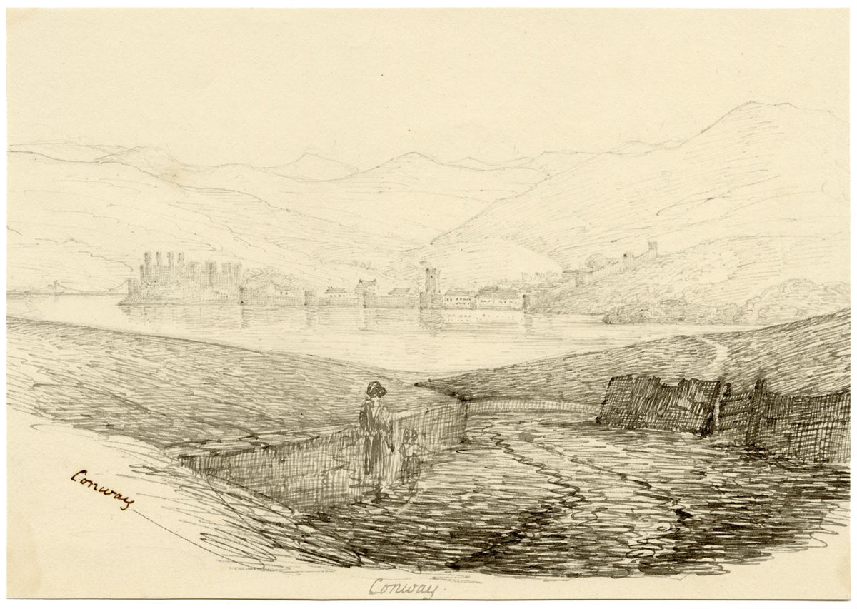 Charlotte Price, Conwy, Galles del Nord – Disegno originale a penna e inchiostro del 1840