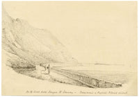Charlotte Price, On the Road from Bangor to Conwy, Wales – 1840s ink drawing
