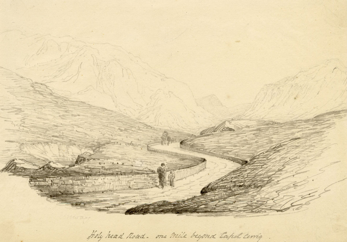 Charlotte Price, Holyhead Road near Capel Curig, Wales – 1840s pen & ink drawing