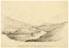 Charlotte Price, Holyhead Road near Capel Curig, Wales – 1840s pen & ink drawing