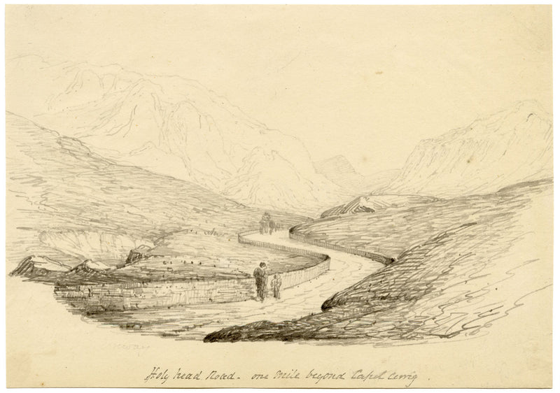Charlotte Price, Holyhead Road near Capel Curig, Wales – 1840s pen & ink drawing
