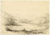 Charlotte Price, Snowdon from Capel Curig Inn, Wales – 1840s pen & ink drawing