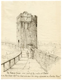 Charlotte Price, Phoenix Tower, Chester City Walls – 1840s pen & ink drawing