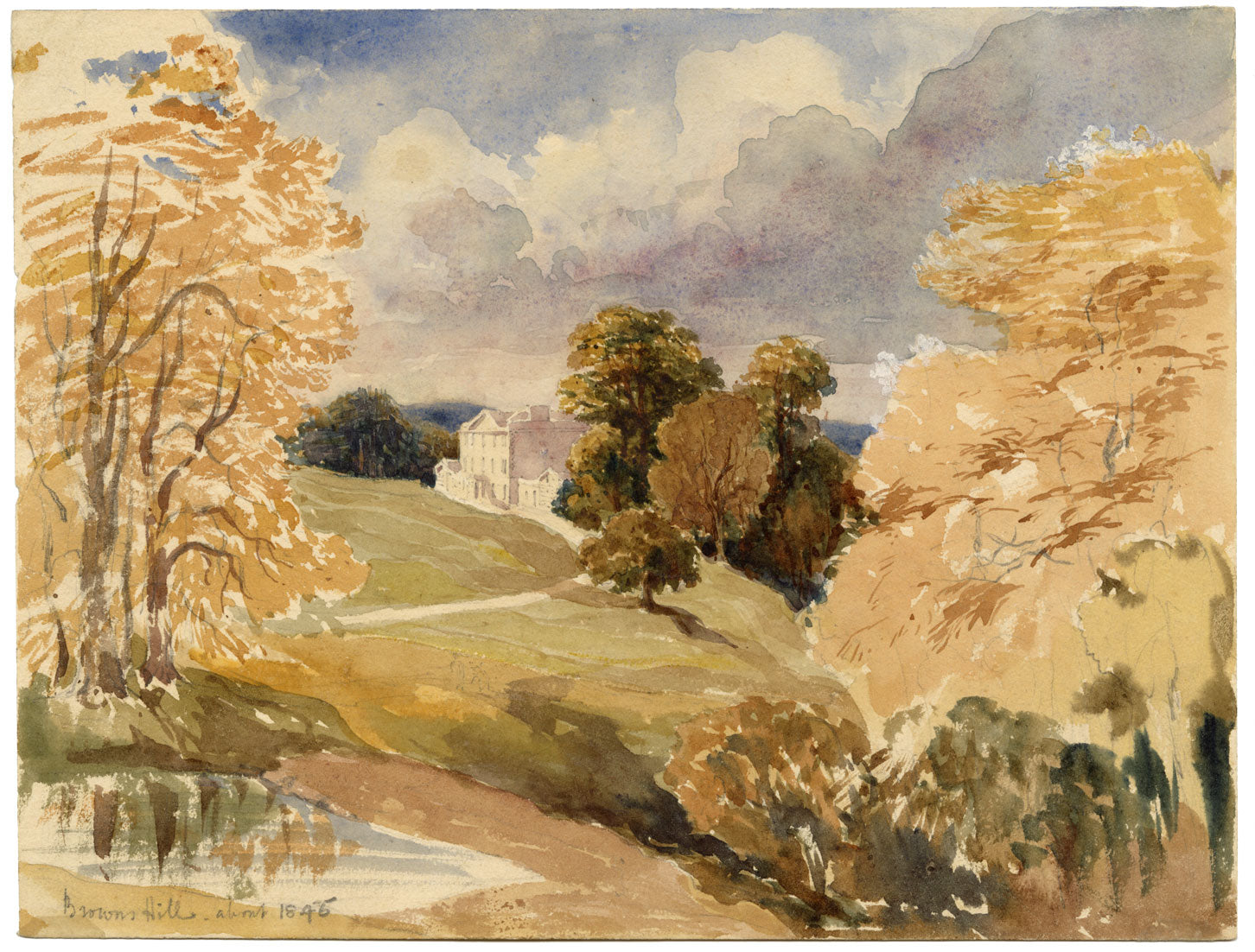 Brownshill Court, Gloucestershire – Original c.1845 watercolour painting