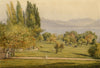 Parkland on Lake Geneva, Switzerland – mid-19th-century watercolour painting
