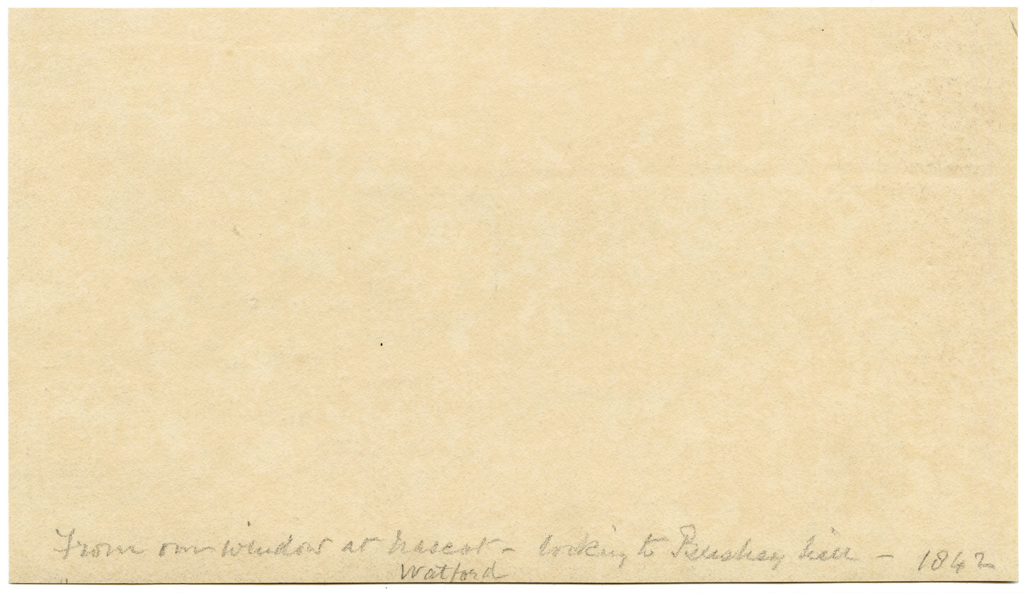 E. Woodville Ricketts, Dalla nostra finestra a Nascot, Watford – disegno a grafite del 1842