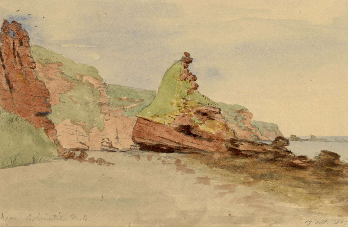 E. Woodville Ricketts, Near Auchmithie, Arbroath, Scotland – 1867 watercolour