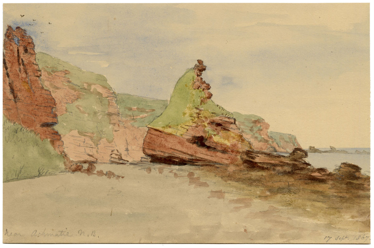 E. Woodville Ricketts, Near Auchmithie, Arbroath, Scotland – 1867 watercolour