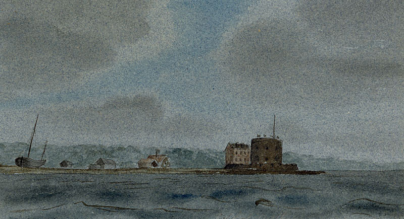 E. Woodville Ricketts, Calshot Castle, Hampshire – 1831 watercolour painting