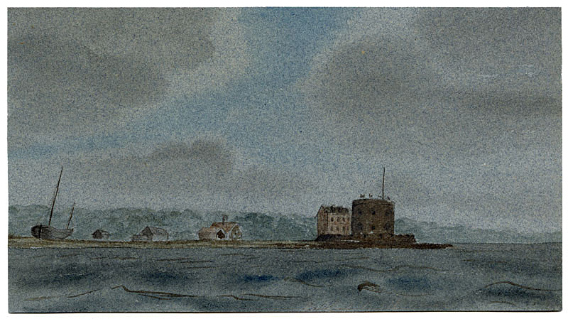 E. Woodville Ricketts, Calshot Castle, Hampshire – 1831 watercolour painting