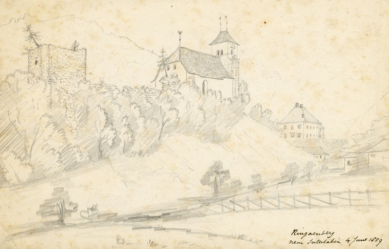 E. Woodville Ricketts, Ringgenberg near Interlaken, Switzerland – 1859 drawing