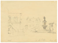 Carl Friedrich Werner, Ruffo Castle, La Scaletta, Sicily – 1834 watercolour