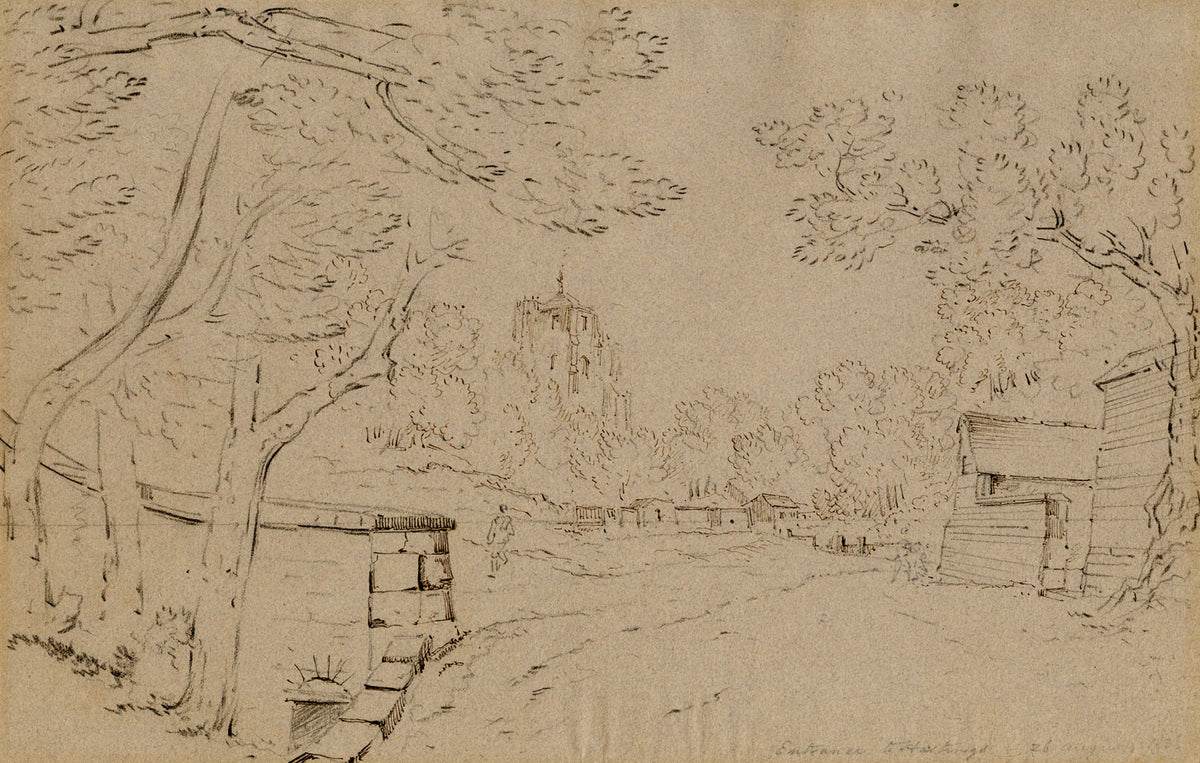 Entrance to Hastings from Old London Road – Original 1836 pen & ink drawing