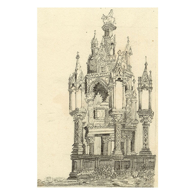 Winyfrede Margaret Challis, The Scaliger Tombs, Verona, Italy – C19th drawing