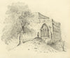 Church Building with Figure – Original early 19th-century graphite drawing