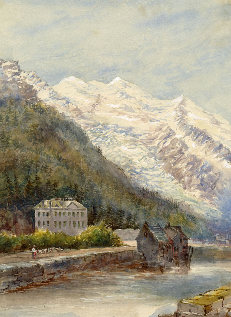 Chamonix at the Foot of Mont Blanc After David Cox –c.1870s watercolour painting