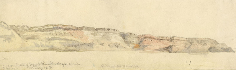 A.H. Walker, Egypt, Red Sea Coast at Ras Abooderage – 1873 watercolour painting