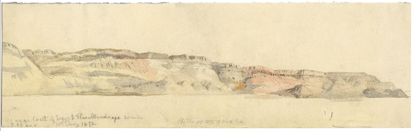 A.H. Walker, Egypt, Red Sea Coast at Ras Abooderage – 1873 watercolour painting