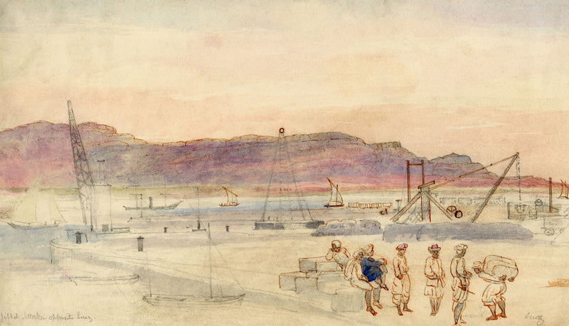 A.H. Walker, Ataka Mountains, Suez Port, Egypt – 1873 watercolour painting