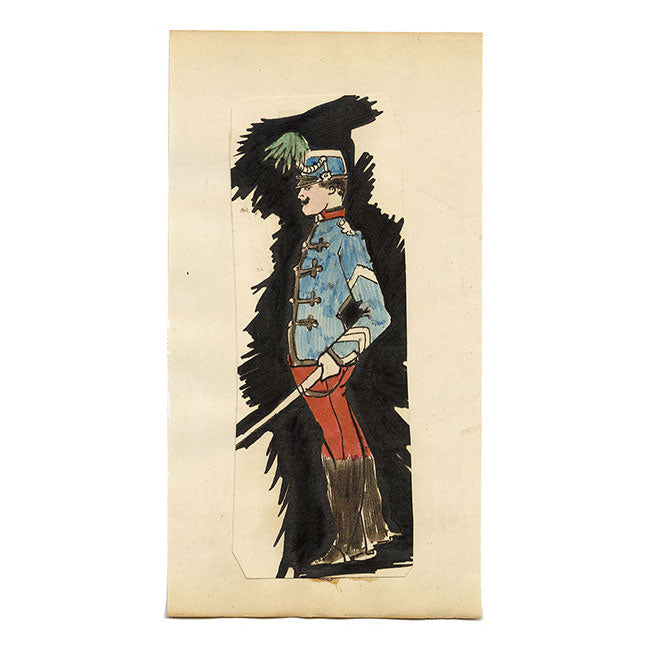 Edouard T. Vieux, tenente francese con spada – disegno a penna e inchiostro del 1890 circa